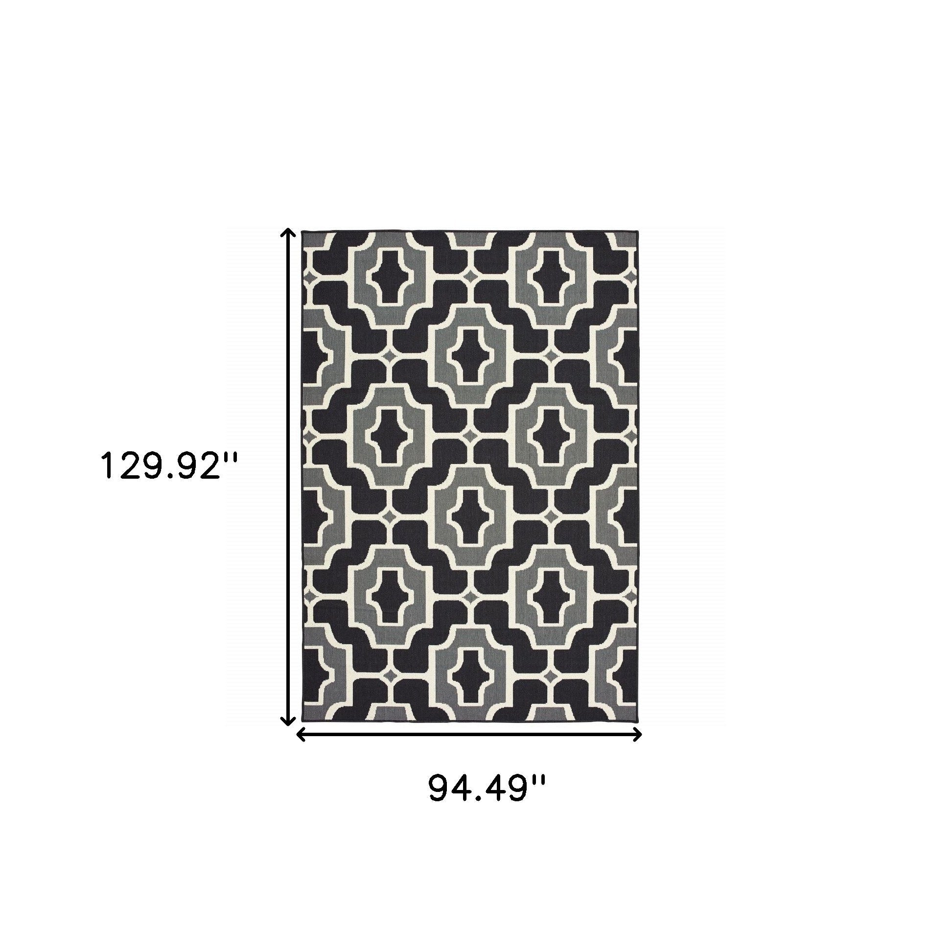 8' X 11' Black and Gray Geometric Stain Resistant Indoor Outdoor Area Rug Homeroots Outdoor