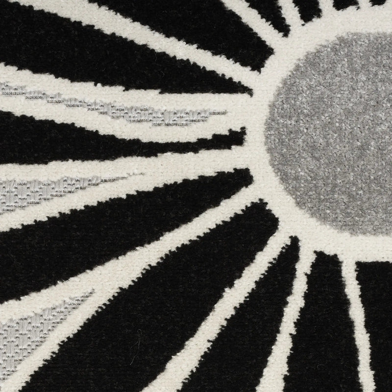 8' X 11' Black and White Floral Non Skid Indoor Outdoor Area Rug Homeroots Outdoor