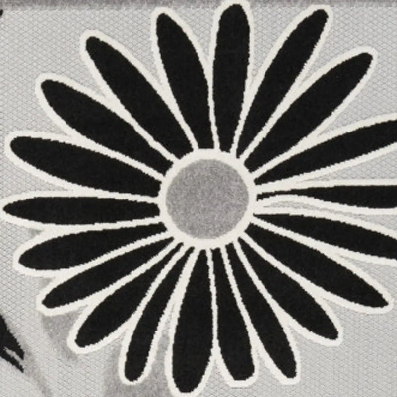 8' X 11' Black and White Floral Non Skid Indoor Outdoor Area Rug Homeroots Outdoor