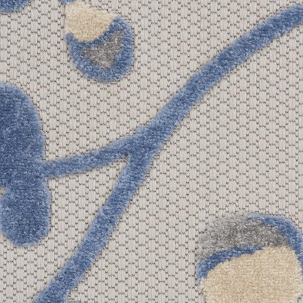 8' X 11' Blue And Gray Floral Indoor Outdoor Area Rug Homeroots Outdoor