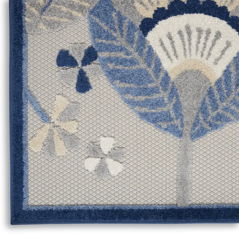 8' X 11' Blue And Gray Floral Indoor Outdoor Area Rug Homeroots Outdoor