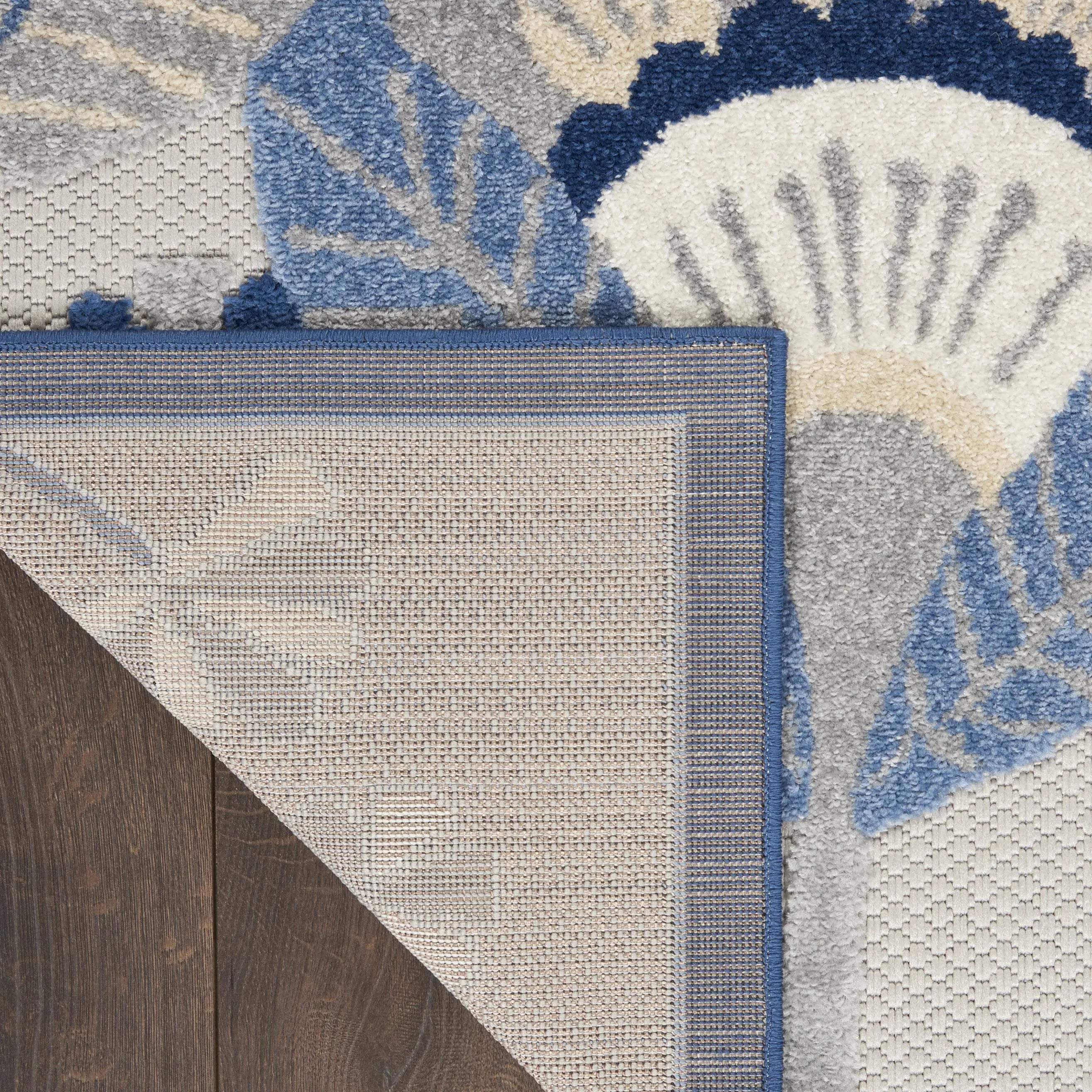 8' X 11' Blue And Gray Floral Indoor Outdoor Area Rug Homeroots Outdoor