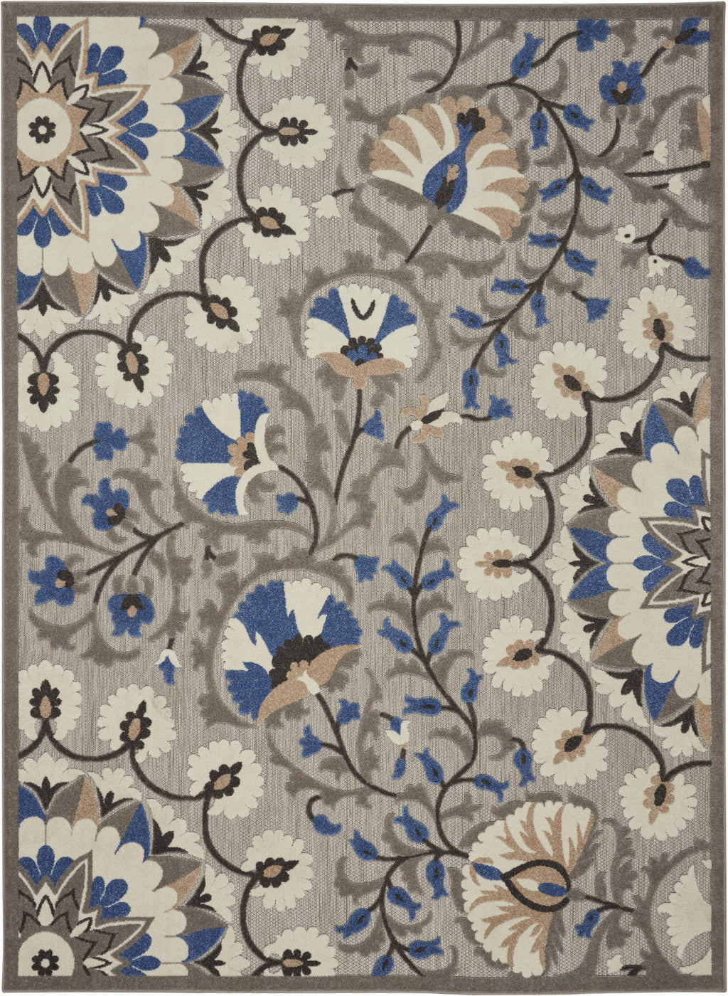 8' X 11' Blue And Gray Indoor Outdoor Area Rug - GreatEagleInc