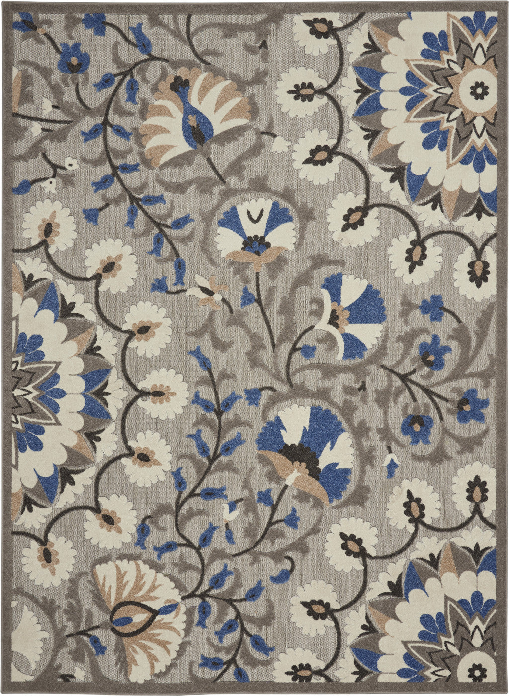 8' X 11' Blue And Gray Indoor Outdoor Area Rug - GreatEagleInc
