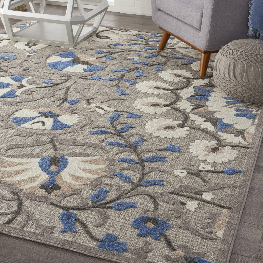 8' X 11' Blue And Gray Indoor Outdoor Area Rug - GreatEagleInc