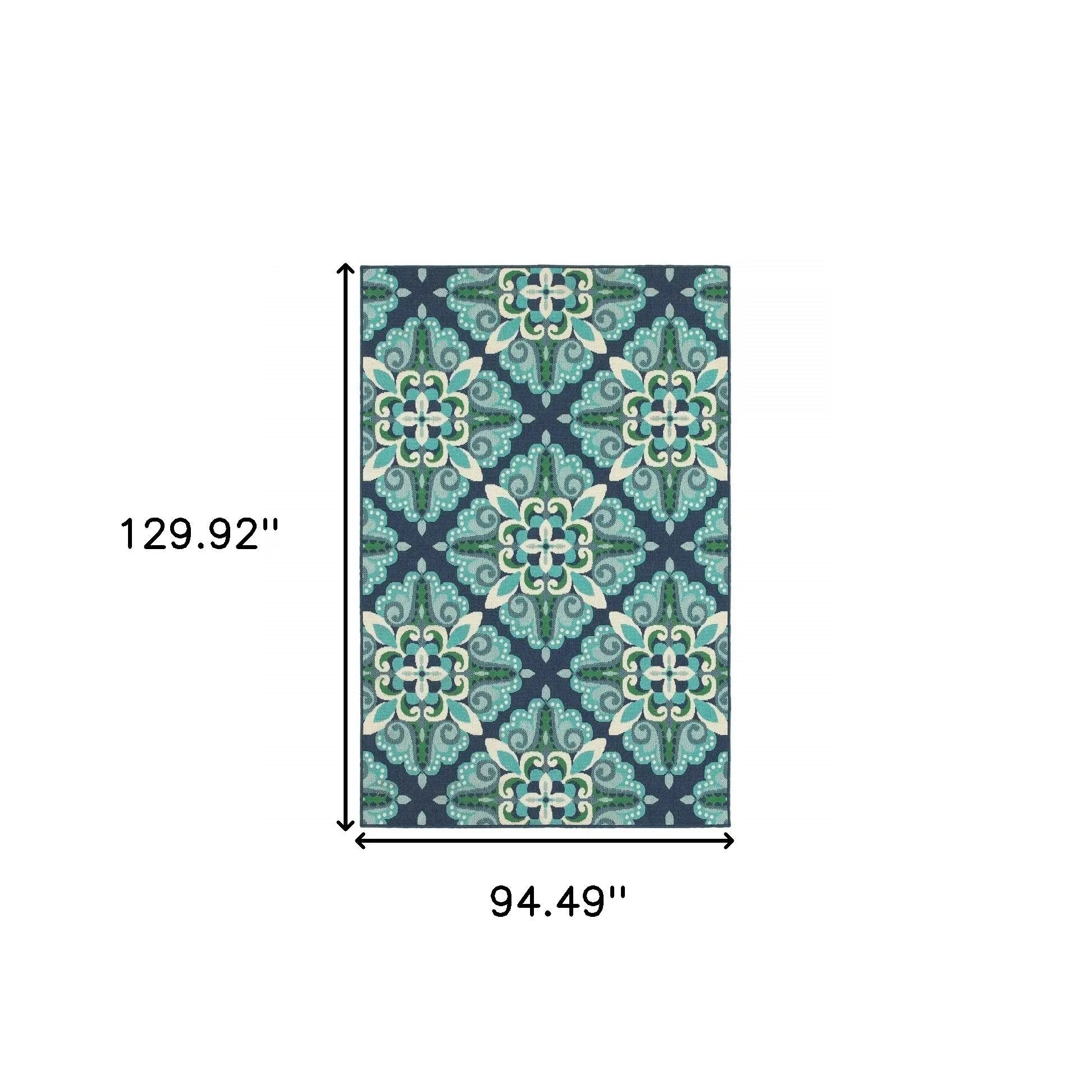 8' X 11' Blue And Green Indoor Outdoor Area Rug Homeroots Outdoor