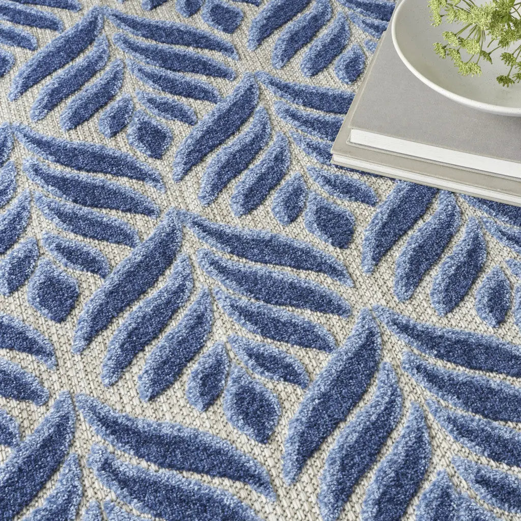 8' X 11' Blue Floral Non Skid Indoor Outdoor Area Rug Homeroots Outdoor