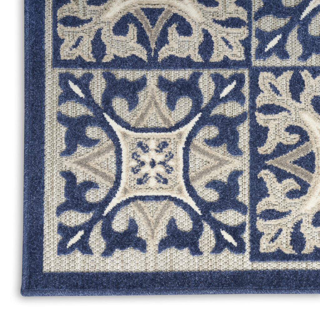 8' X 11' Blue Geometric Non Skid Indoor Outdoor Area Rug Homeroots Outdoor