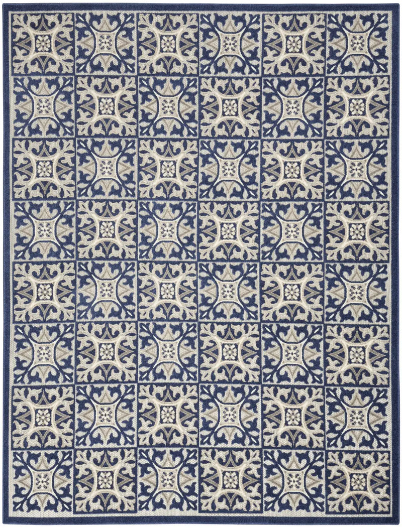 8' X 11' Blue Geometric Non Skid Indoor Outdoor Area Rug Homeroots Outdoor