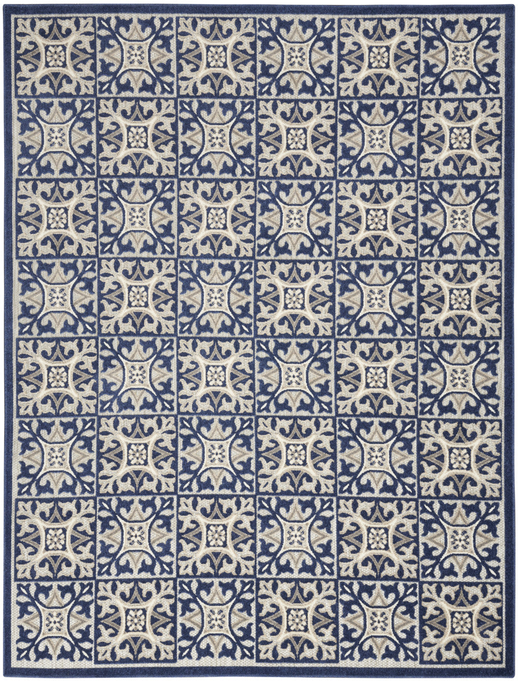 8' X 11' Blue Geometric Non Skid Indoor Outdoor Area Rug Homeroots Outdoor