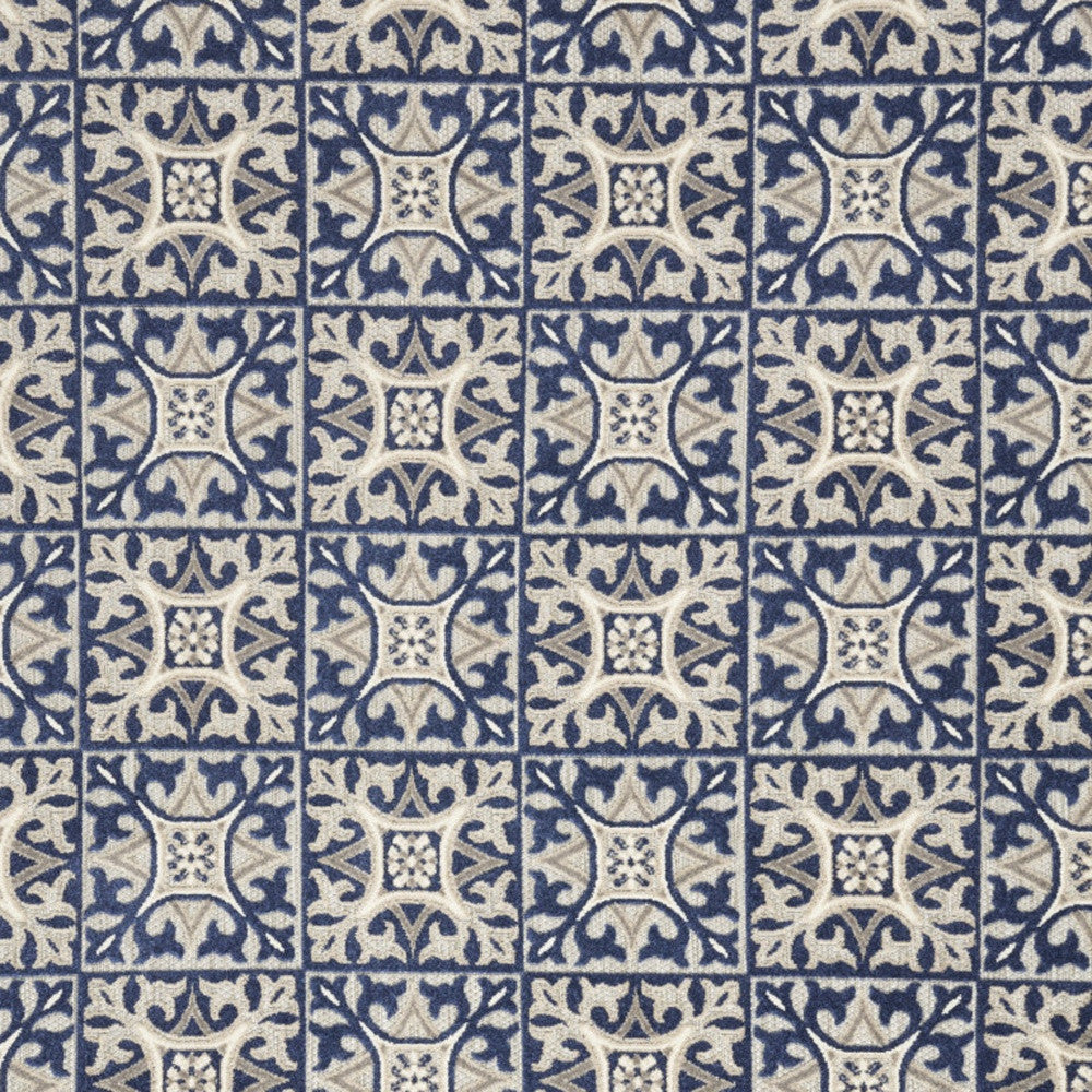 8' X 11' Blue Geometric Non Skid Indoor Outdoor Area Rug Homeroots Outdoor