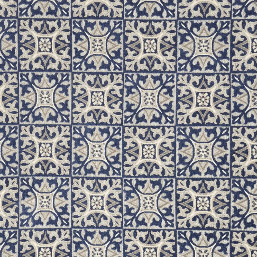 8' X 11' Blue Geometric Non Skid Indoor Outdoor Area Rug Homeroots Outdoor