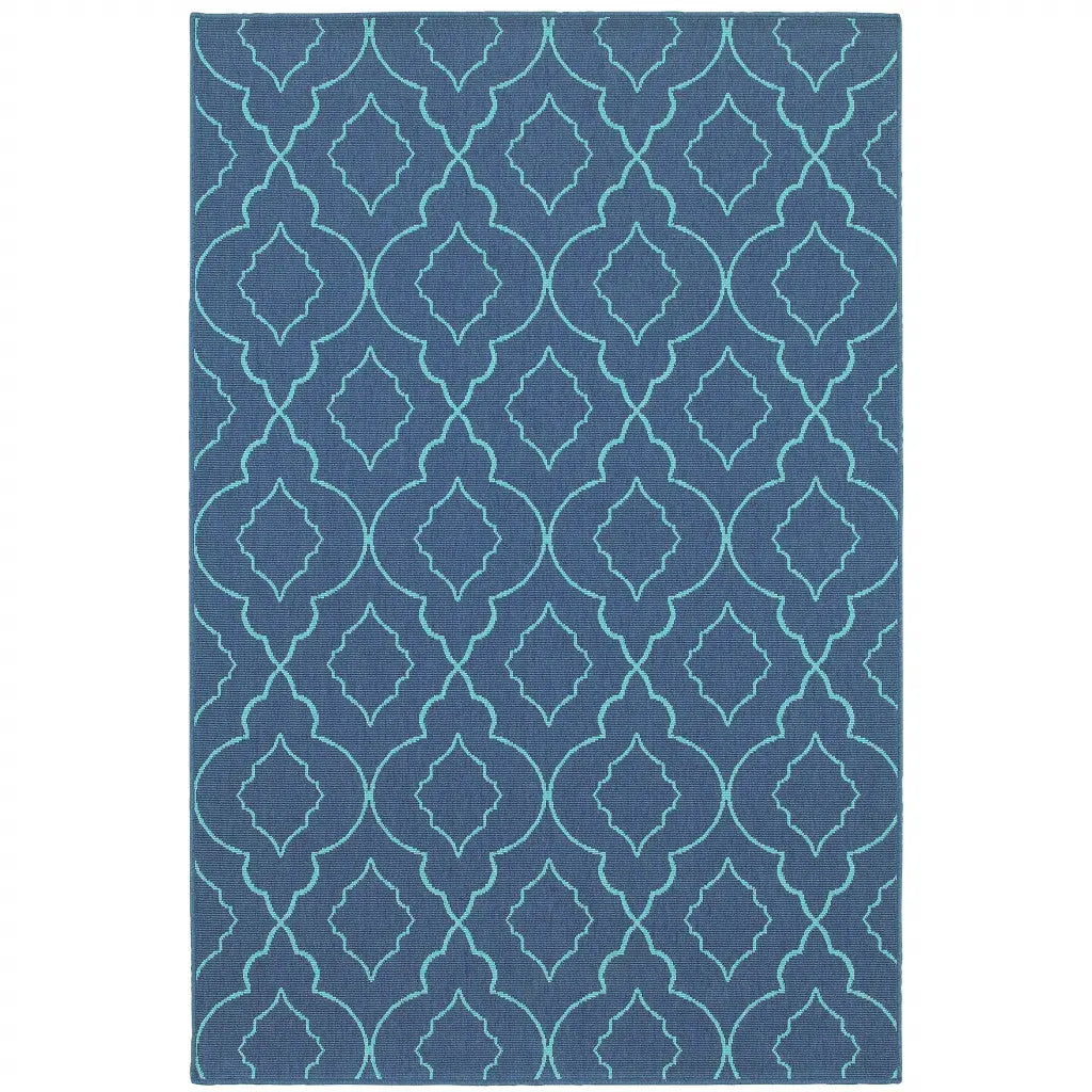 8' X 11' Blue Geometric Stain Resistant Indoor Outdoor Area Rug Homeroots Outdoor
