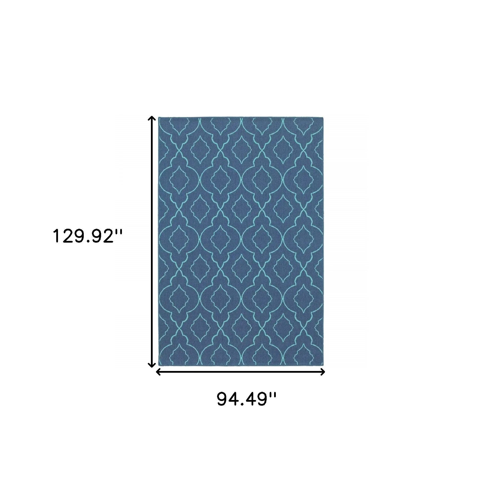 8' X 11' Blue Geometric Stain Resistant Indoor Outdoor Area Rug Homeroots Outdoor