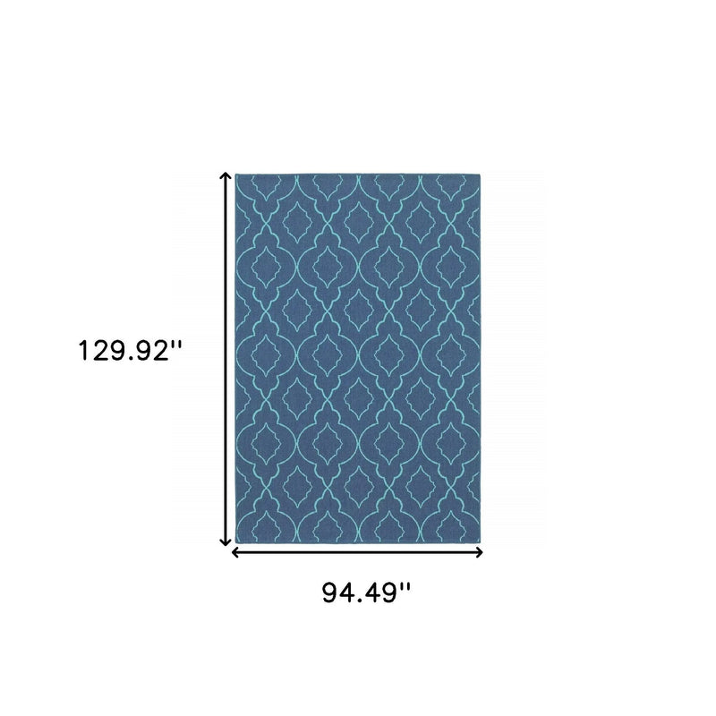 8' X 11' Blue Geometric Stain Resistant Indoor Outdoor Area Rug Homeroots Outdoor