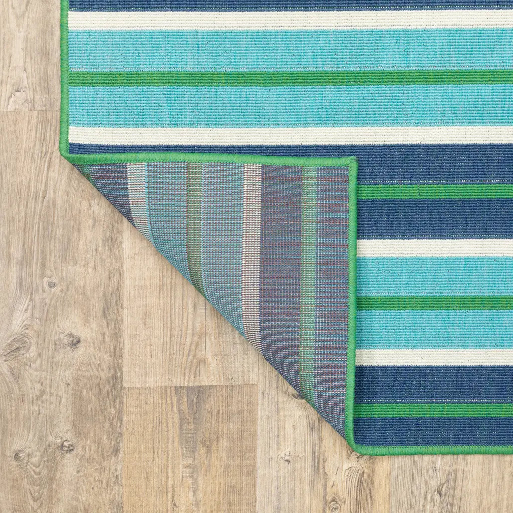8' X 11' Blue and Green Geometric Stain Resistant Indoor Outdoor Area Rug Homeroots Outdoor