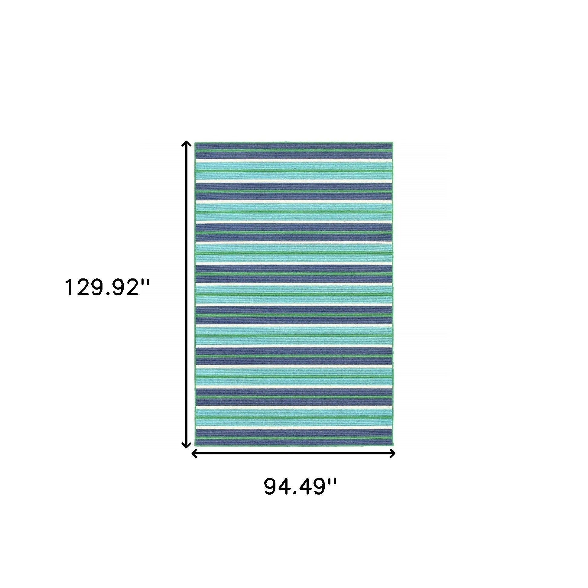 8' X 11' Blue and Green Geometric Stain Resistant Indoor Outdoor Area Rug Homeroots Outdoor