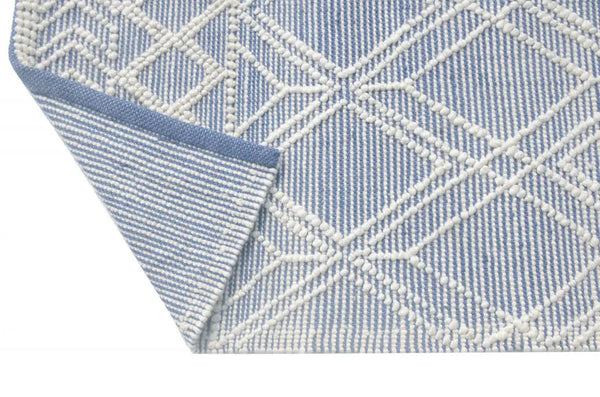 8' X 11' Blue and Ivory Geometric Handmade Area Rug Homeroots Home Decor