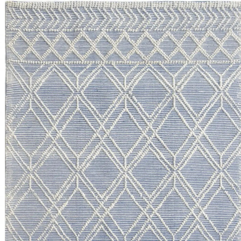 8' X 11' Blue and Ivory Geometric Handmade Area Rug Homeroots Home Decor