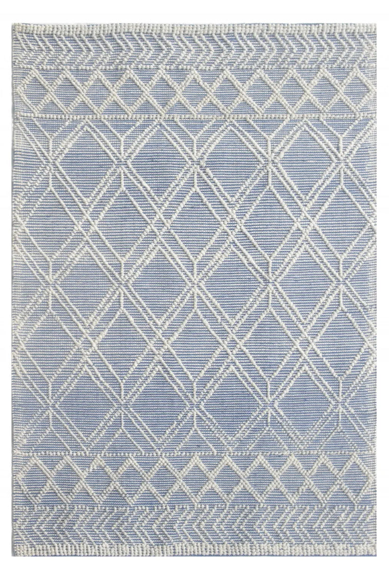 8' X 11' Blue and Ivory Geometric Handmade Area Rug Homeroots Home Decor