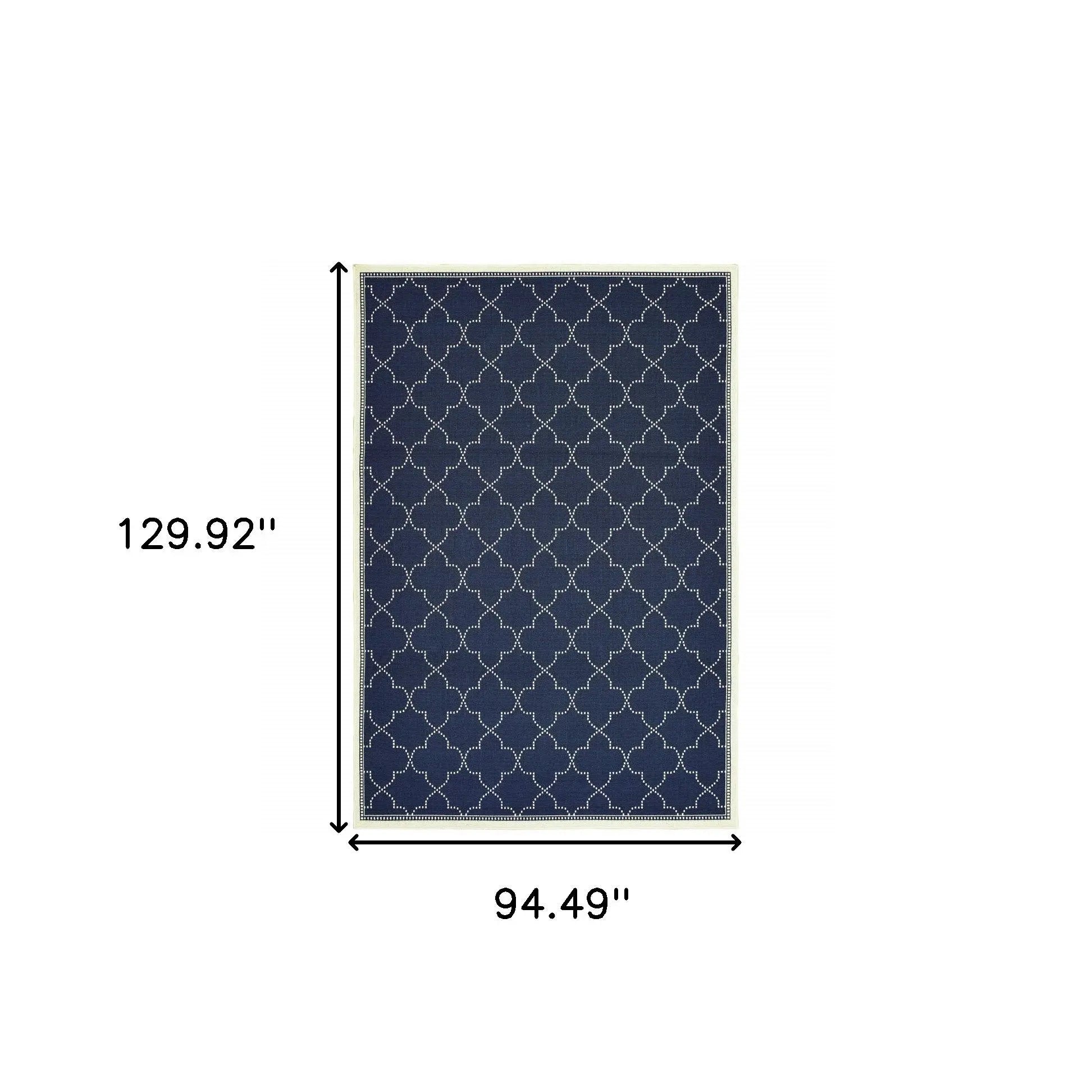 8' X 11' Blue and Ivory Geometric Stain Resistant Indoor Outdoor Area Rug Homeroots Outdoor