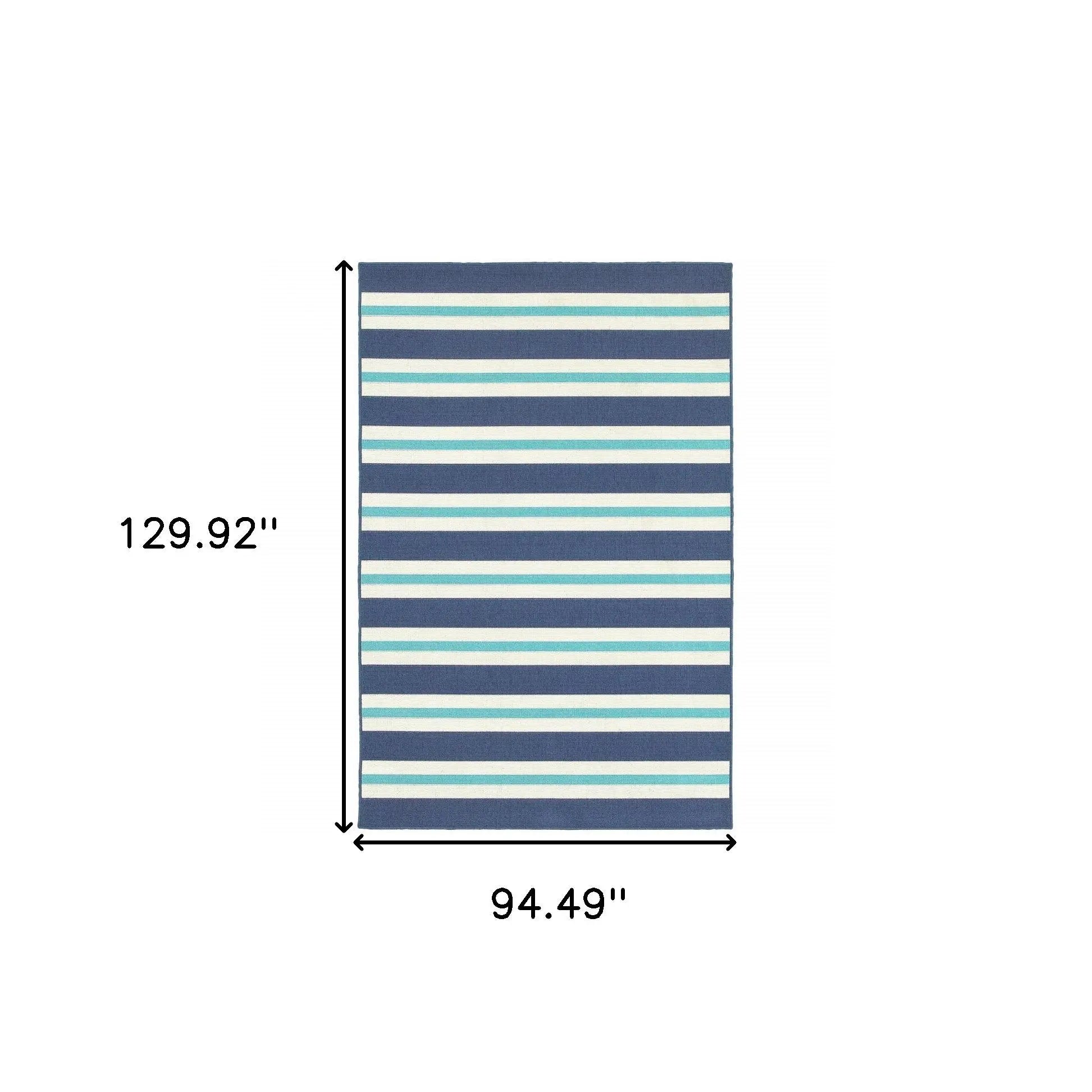8' X 11' Blue and Ivory Geometric Stain Resistant Indoor Outdoor Area Rug Homeroots Outdoor