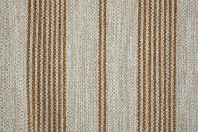 8' X 11' Brown and Ivory Striped Hand Woven Area Rug Homeroots Outdoor