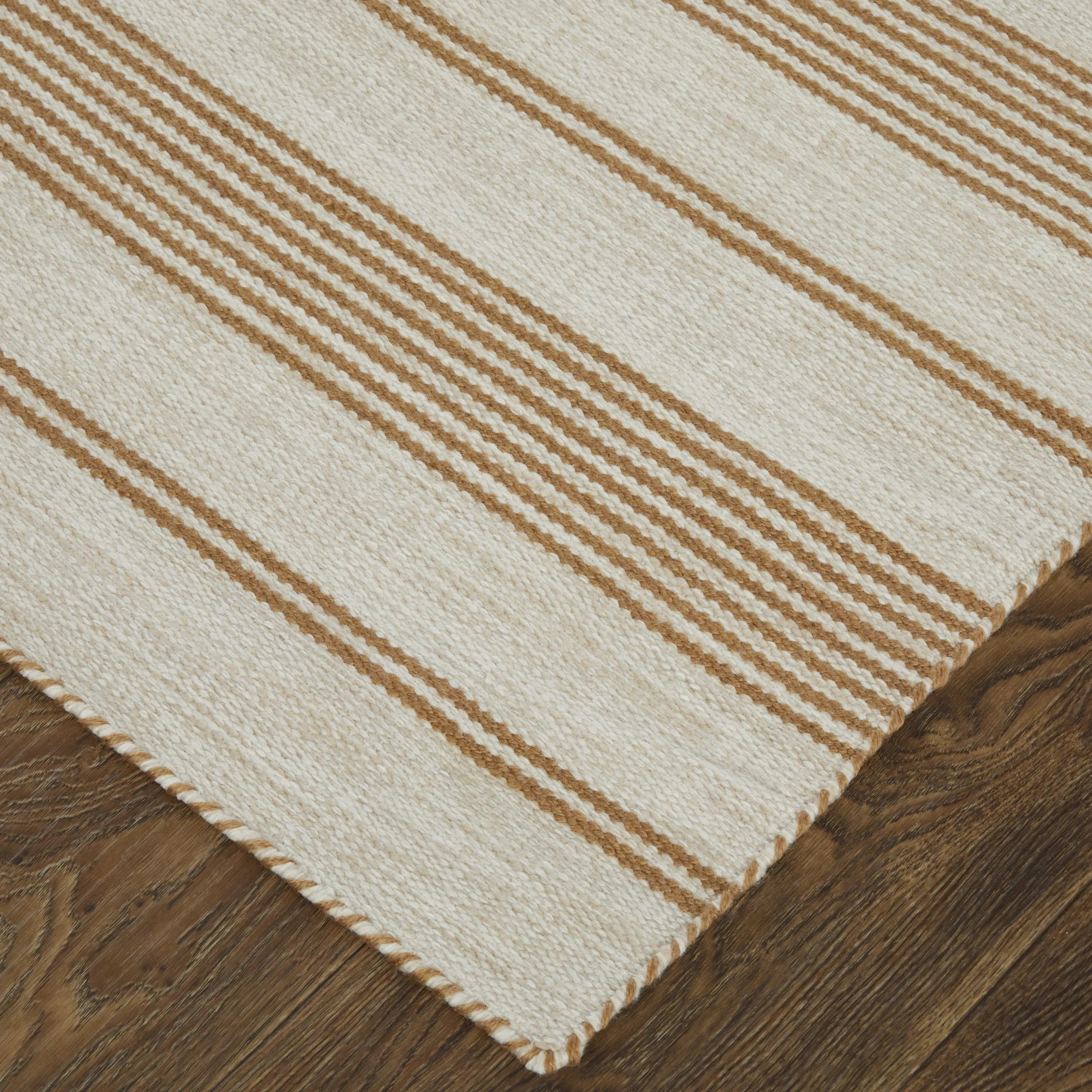 8' X 11' Brown and Ivory Striped Hand Woven Area Rug Homeroots Outdoor