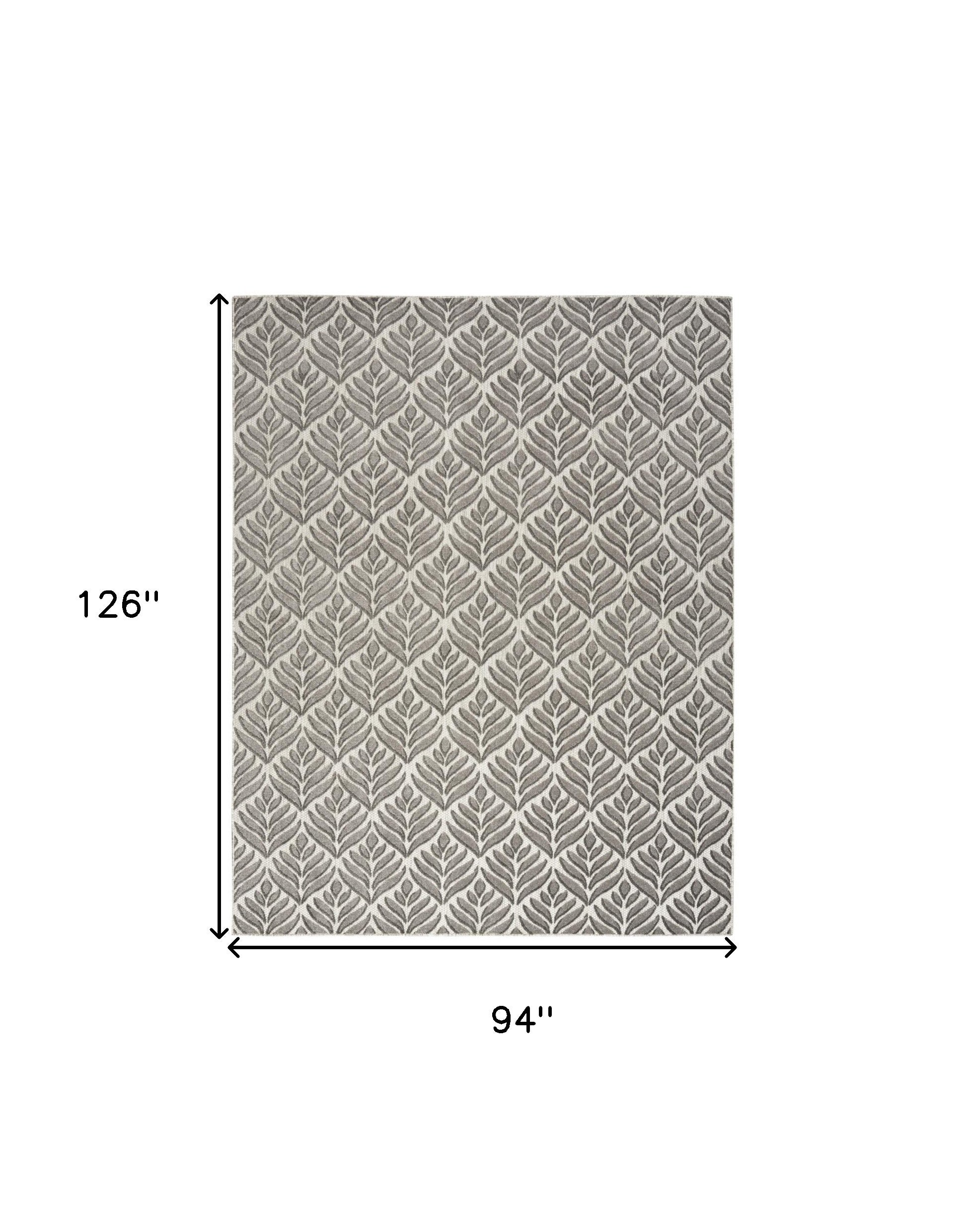 8' X 11' Charcoal Floral Non Skid Indoor Outdoor Area Rug Homeroots Outdoor
