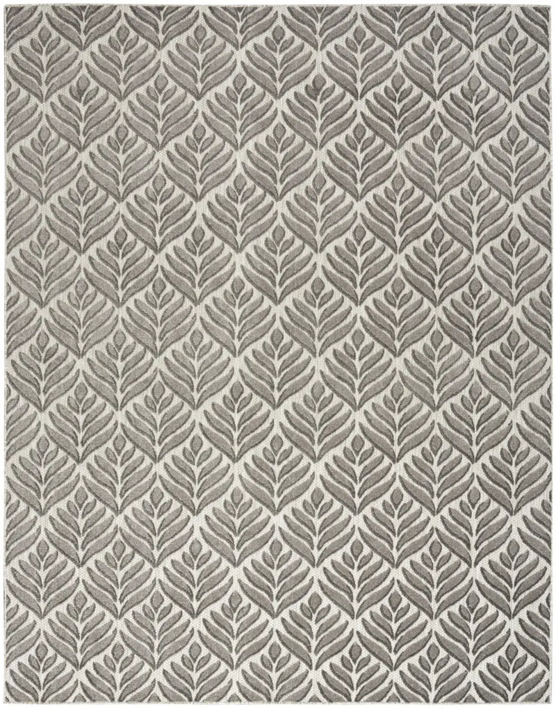 8' X 11' Charcoal Floral Non Skid Indoor Outdoor Area Rug Homeroots Outdoor