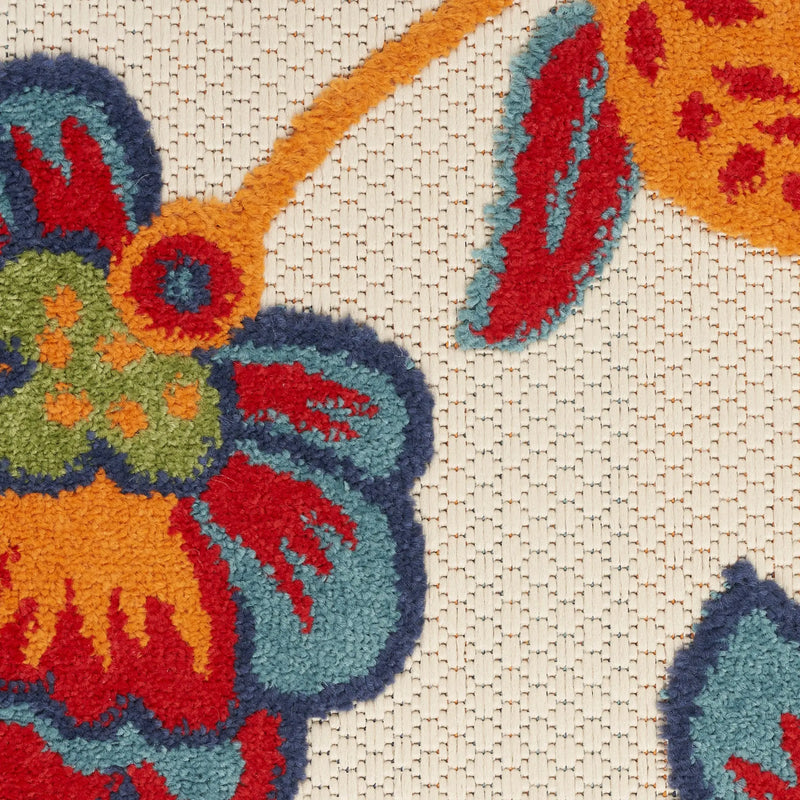 8' X 11' Gray Blue and Orange Floral Non Skid Indoor Outdoor Area Rug Homeroots Outdoor