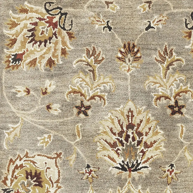 8' X 11' Gray Brown And Ivory New Zealand Lambs Wool Floral Medallion Hand Tufted Area Rug Homeroots Home Decor
