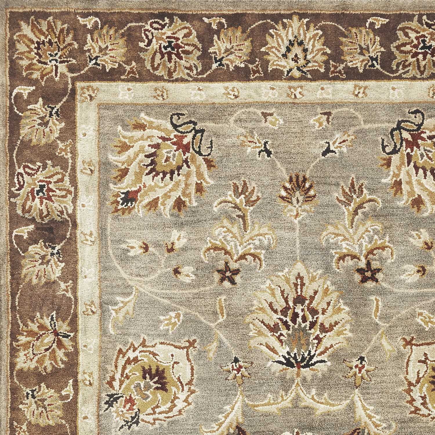 8' X 11' Gray Brown And Ivory New Zealand Lambs Wool Floral Medallion Hand Tufted Area Rug Homeroots Home Decor
