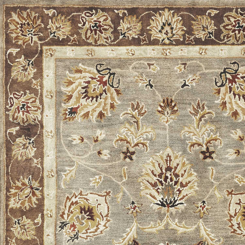 8' X 11' Gray Brown And Ivory New Zealand Lambs Wool Floral Medallion Hand Tufted Area Rug Homeroots Home Decor