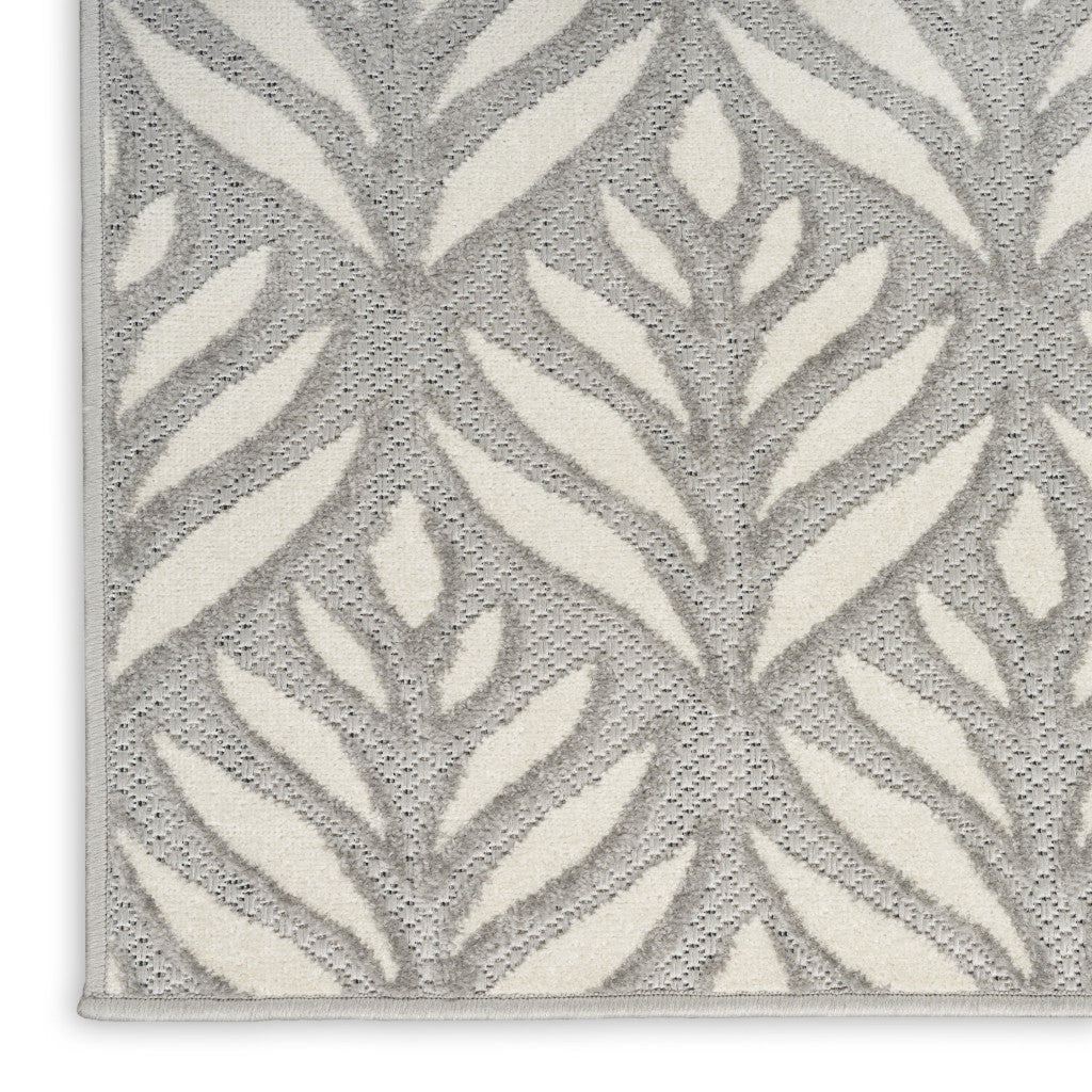8' X 11' Gray Floral Non Skid Indoor Outdoor Area Rug Homeroots Outdoor