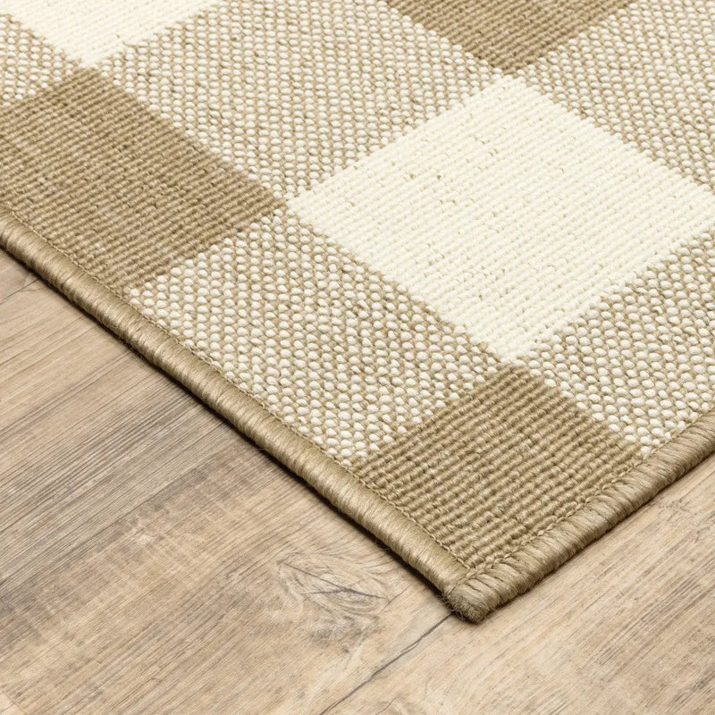 8' X 11' Gray and Ivory Geometric Stain Resistant Indoor Outdoor Area Rug Homeroots Outdoor