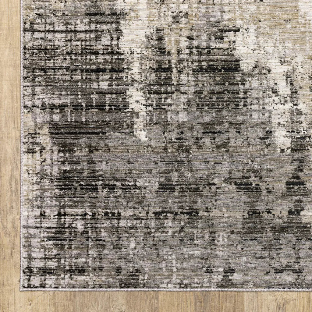 8' X 11' Grey Beige Charcoal Brown Tan And Ivory Abstract Power Loom Stain Resistant Area Rug Homeroots Home Decor