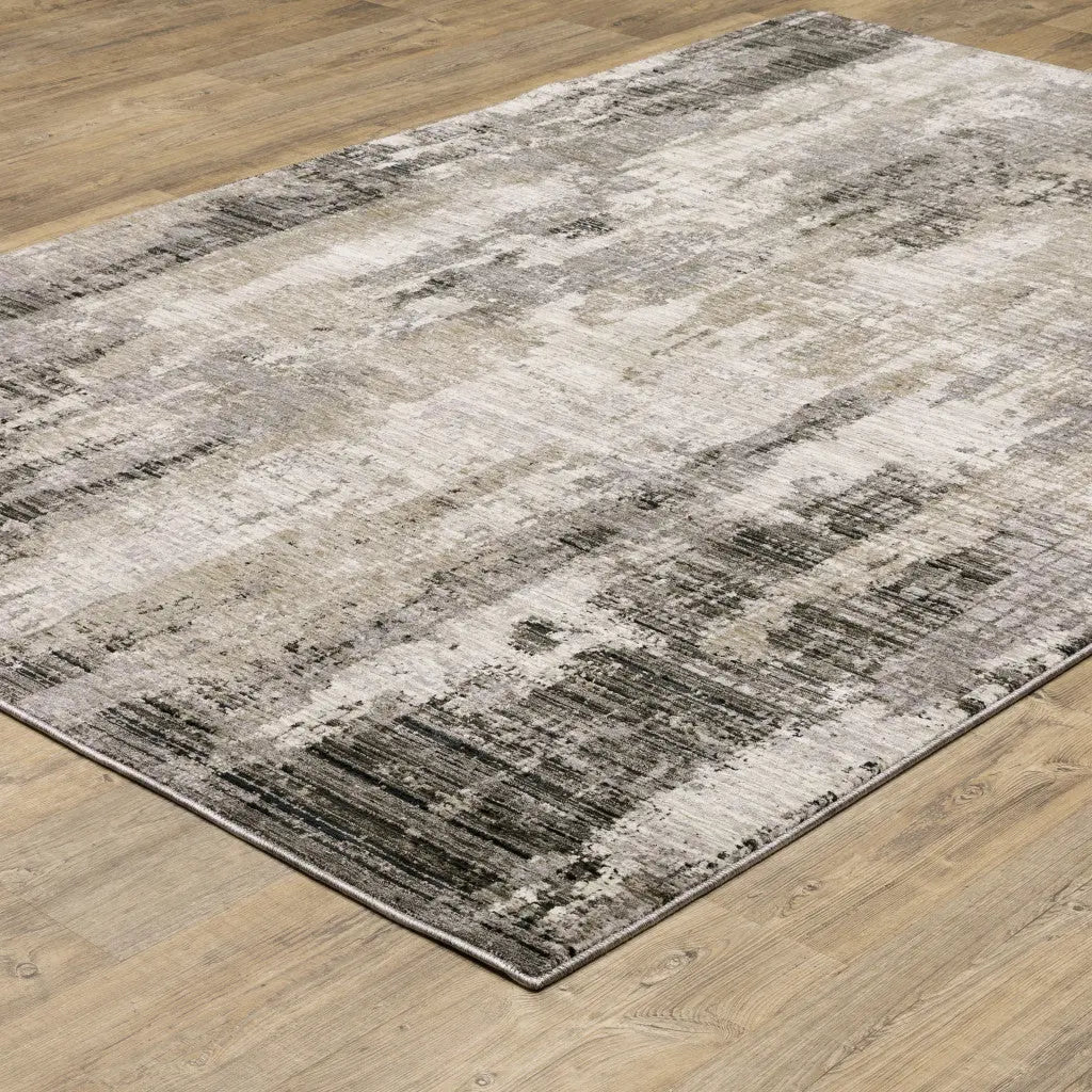 8' X 11' Grey Beige Charcoal Brown Tan And Ivory Abstract Power Loom Stain Resistant Area Rug Homeroots Home Decor