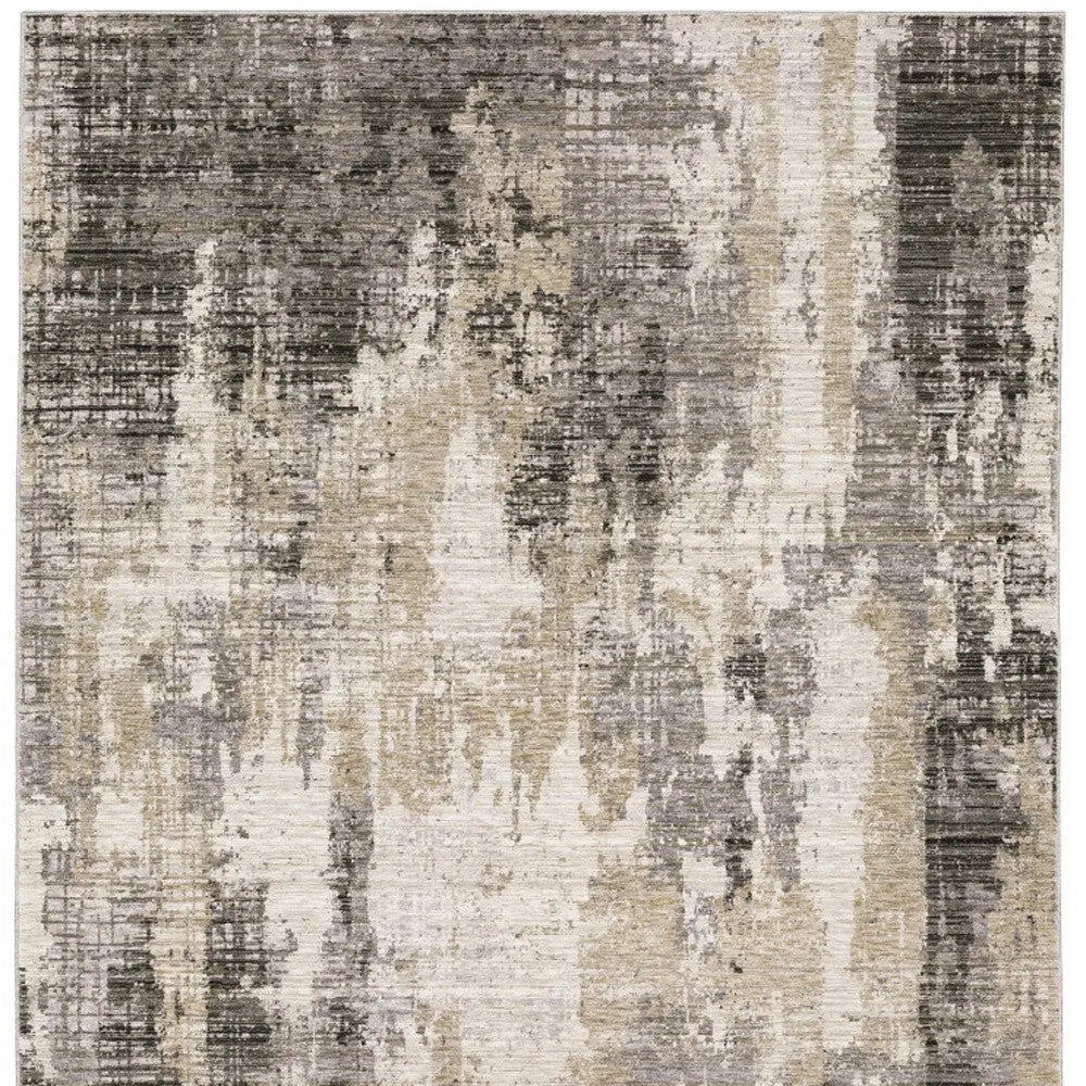 8' X 11' Grey Beige Charcoal Brown Tan And Ivory Abstract Power Loom Stain Resistant Area Rug Homeroots Home Decor