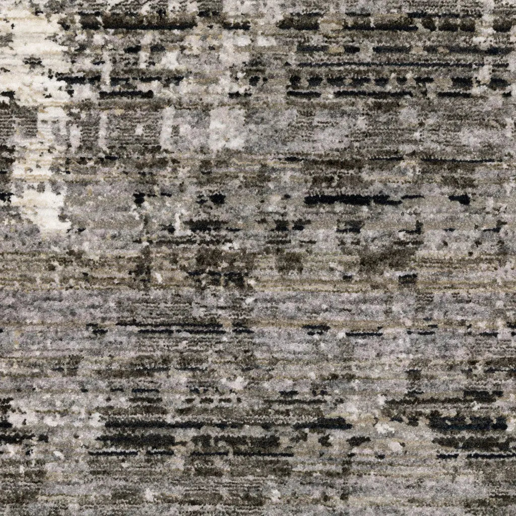 8' X 11' Grey Beige Charcoal Brown Tan And Ivory Abstract Power Loom Stain Resistant Area Rug Homeroots Home Decor