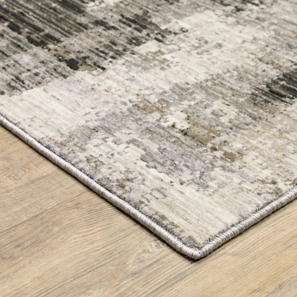8' X 11' Grey Beige Charcoal Brown Tan And Ivory Abstract Power Loom Stain Resistant Area Rug Homeroots Home Decor