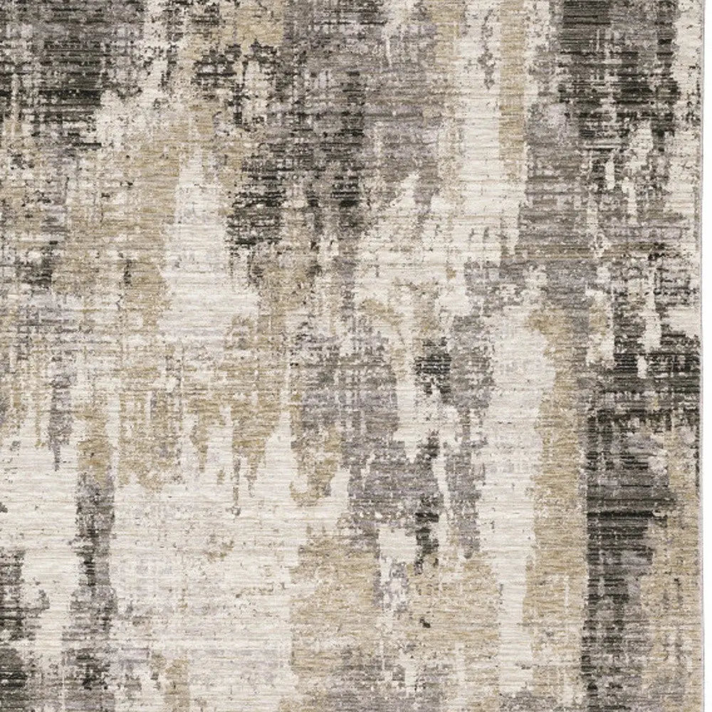 8' X 11' Grey Beige Charcoal Brown Tan And Ivory Abstract Power Loom Stain Resistant Area Rug Homeroots Home Decor