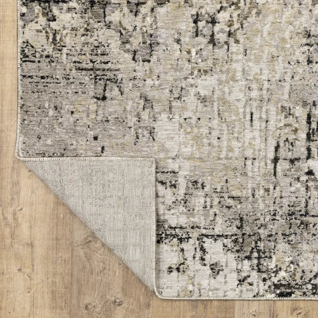 8' X 11' Grey Ivory Beige Charcoal Black Tan And Brown Abstract Power Loom Stain Resistant Area Rug Homeroots Home Decor