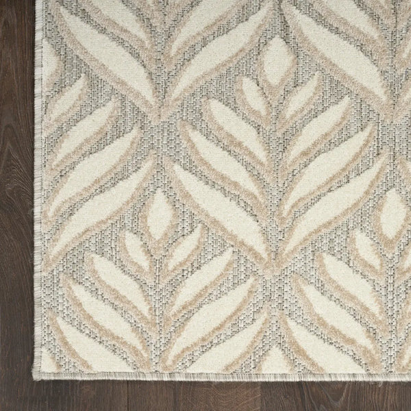 8' X 11' Ivory and Gray Floral Non Skid Indoor Outdoor Area Rug Homeroots Outdoor