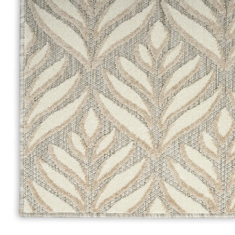 8' X 11' Ivory and Gray Floral Non Skid Indoor Outdoor Area Rug Homeroots Outdoor