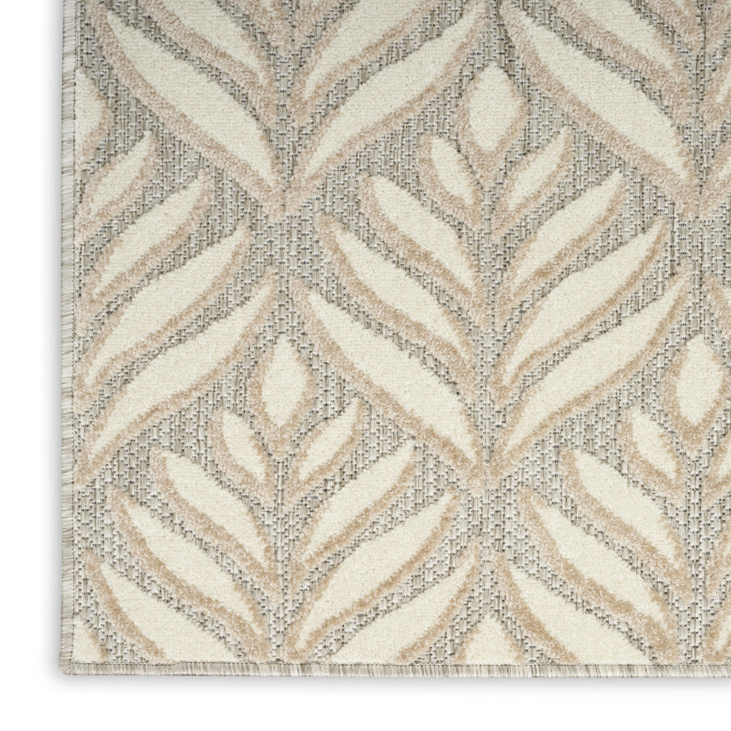 8' X 11' Ivory and Gray Floral Non Skid Indoor Outdoor Area Rug Homeroots Outdoor