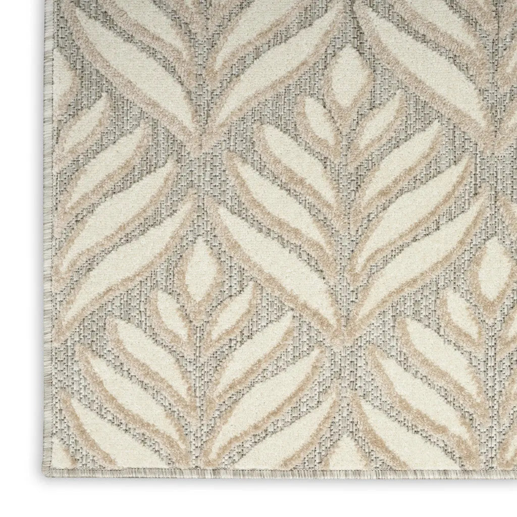 8' X 11' Ivory and Gray Floral Non Skid Indoor Outdoor Area Rug Homeroots Outdoor
