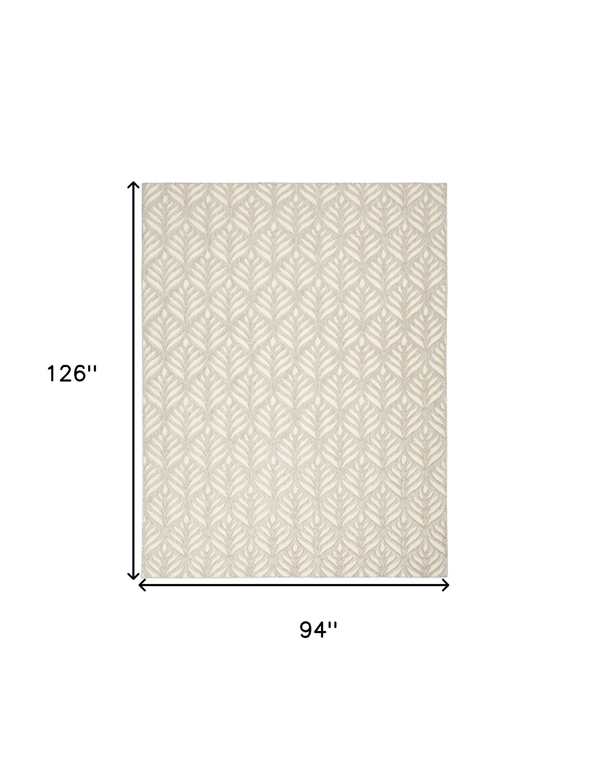 8' X 11' Ivory and Gray Floral Non Skid Indoor Outdoor Area Rug Homeroots Outdoor