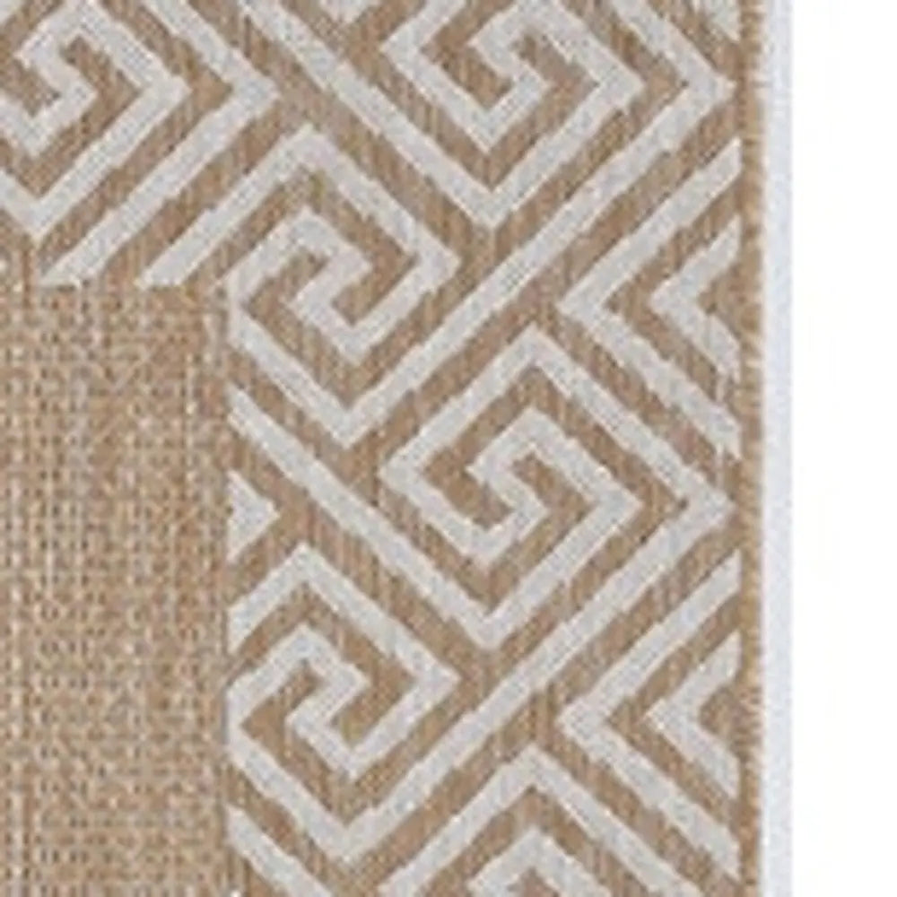8' X 11' Natural And Beige Geometric Area Rug Homeroots Outdoor