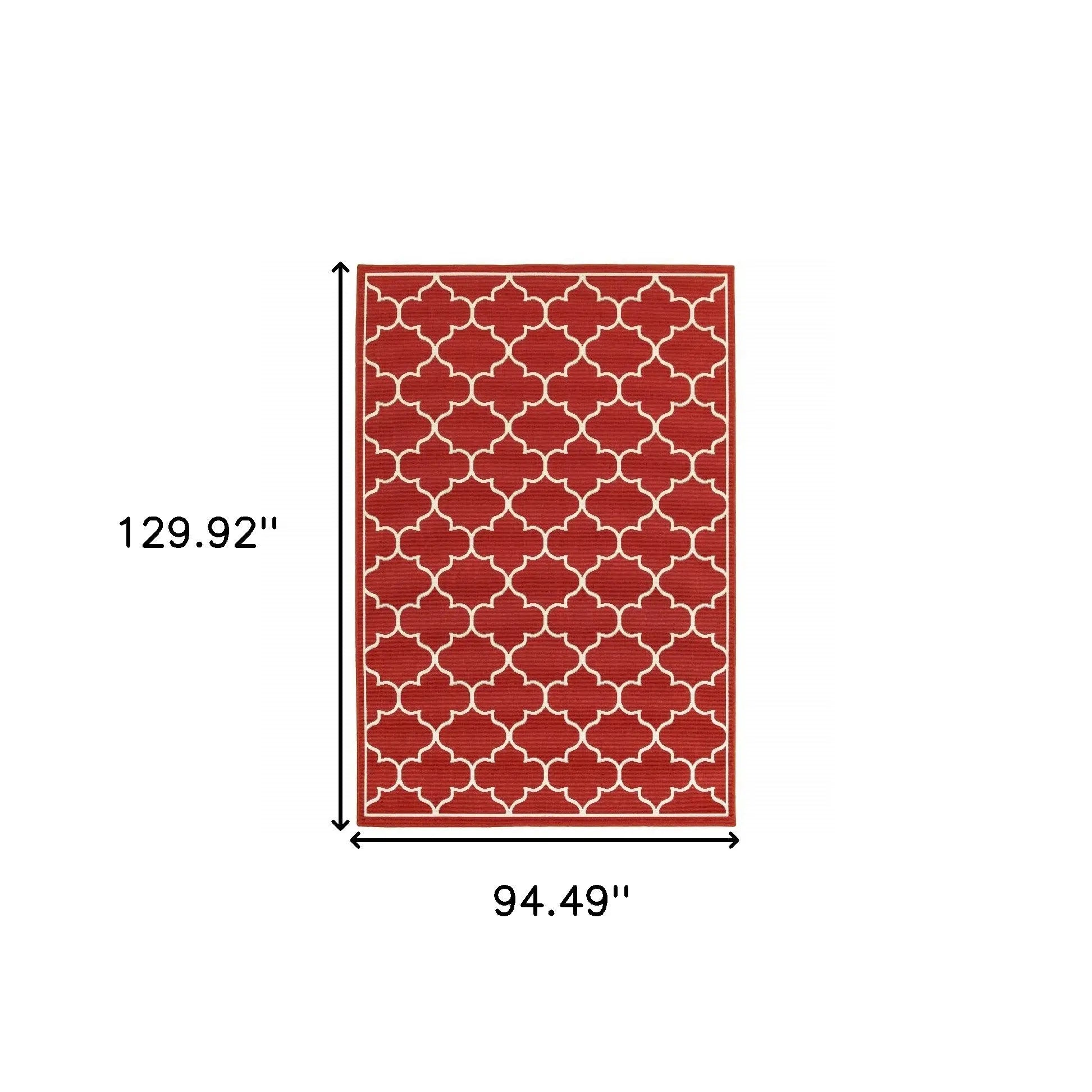8' X 11' Red And Ivory Indoor Outdoor Area Rug Homeroots Outdoor
